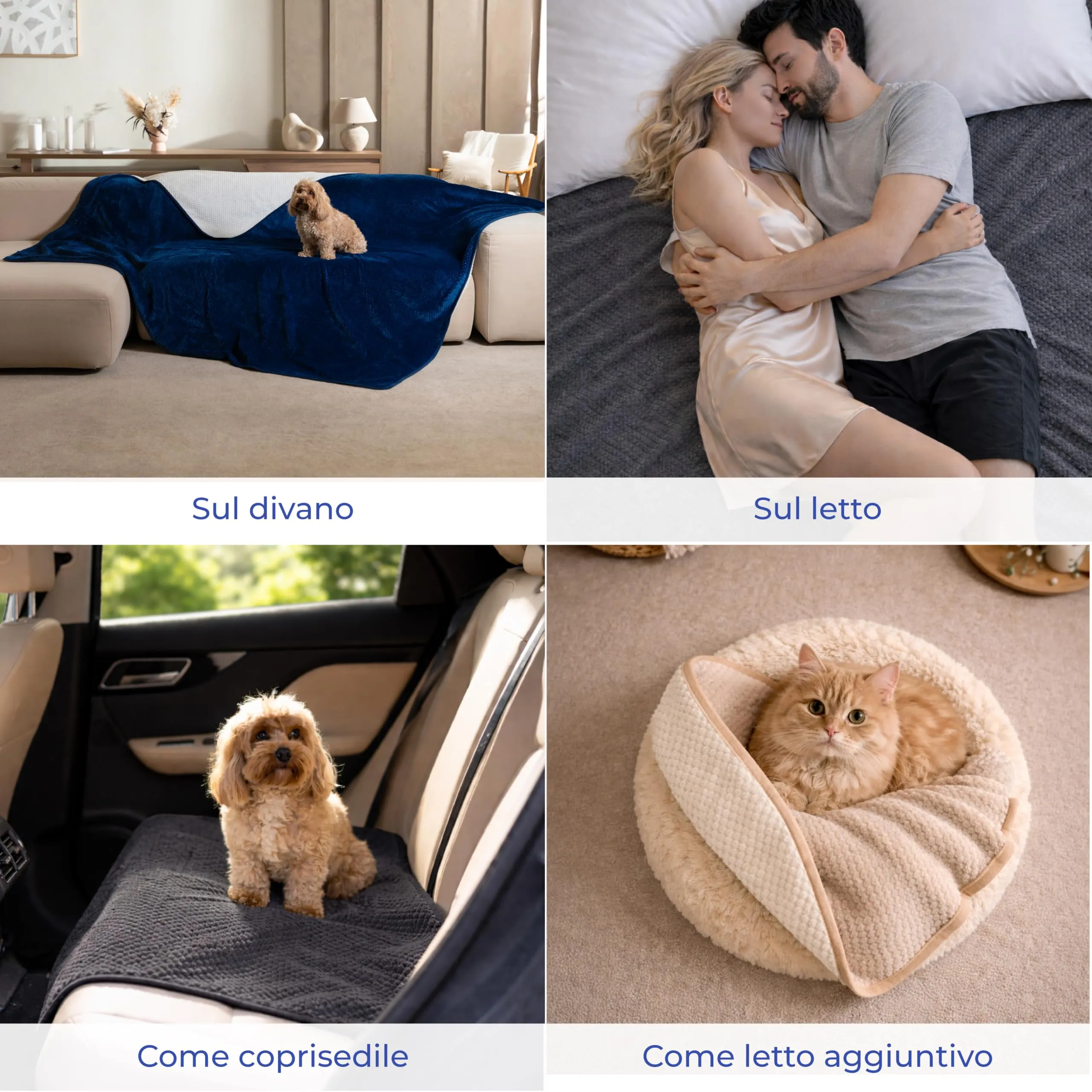 Dreamzie Coperta Impermeabile 127x152cm - Cerata Letto Matrimoniale Reversibile e Lavabile in Lavatrice in Pile Sherpa per Letto o Divano - Copridivano impermeabile per animali - Beige - immagine 6