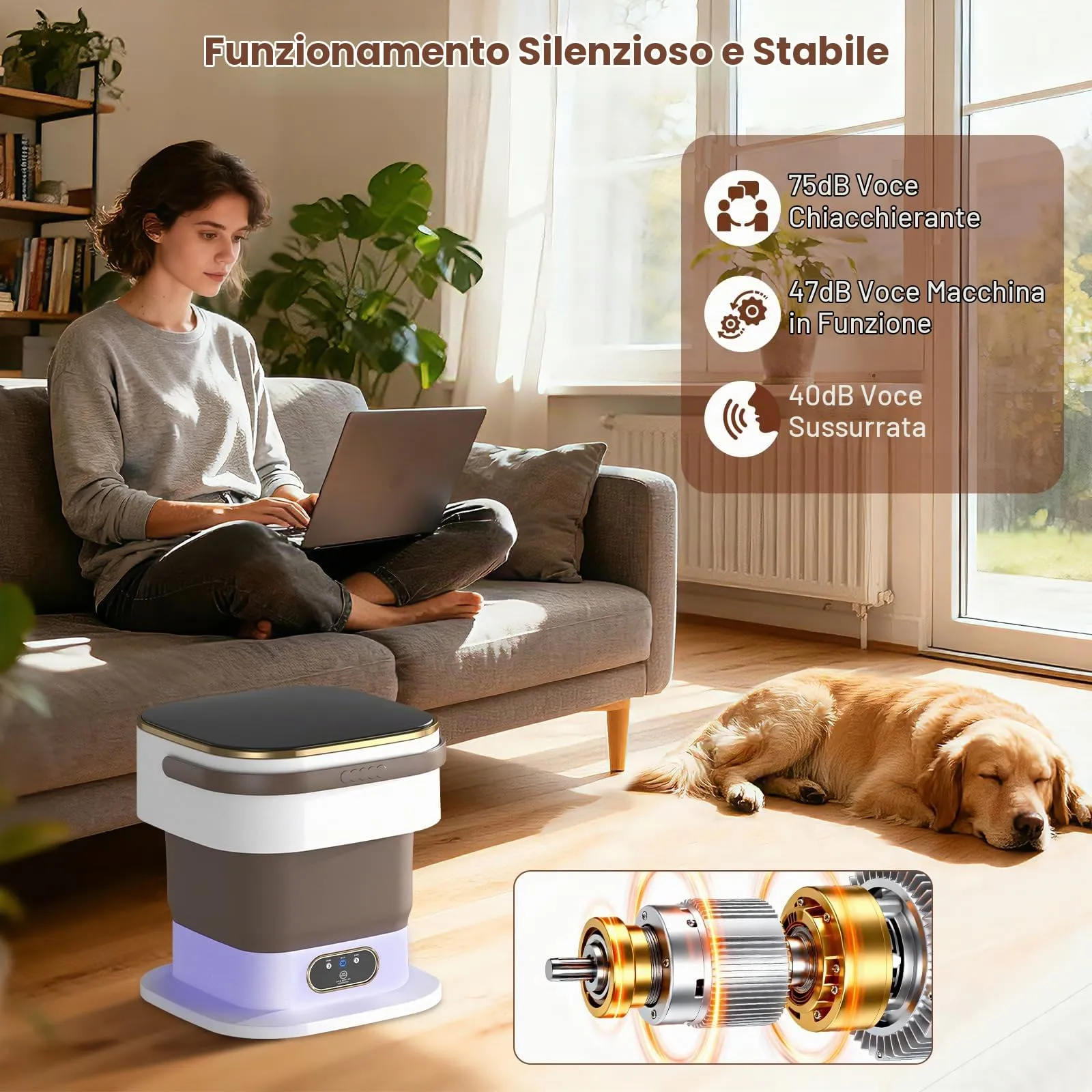 Mini Lavatrice,15L 2 in 1 Lavatrice Portatile con Centrifuga e 3 modalità di pulizia per Piccoli vestiti, Lavatrice da Campeggio Pieghevole per Viaggi, Appartamenti (Cachi) - immagine 7