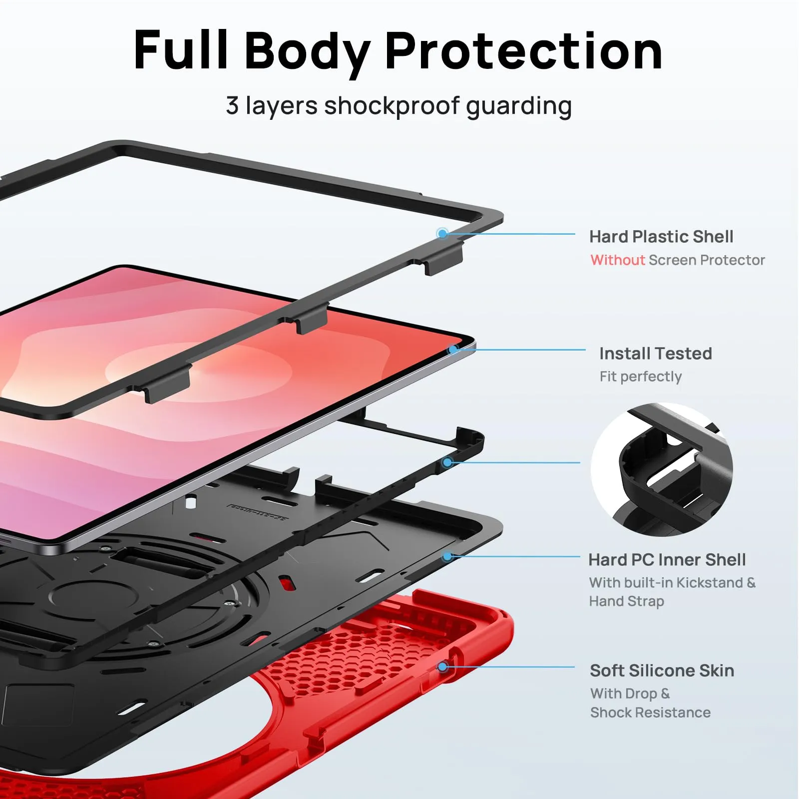 Gerutek Cover per Samsung Galaxy Tab S12 Ultra/ S11 Ultra 14.6'', Rosso - immagine 3