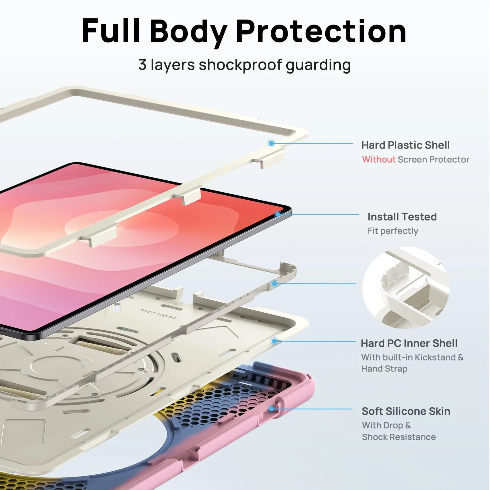 Gerutek Cover per Samsung Galaxy Tab S12 Ultra/ S11 Ultra 14.6'',Arcobaleno - immagine 3