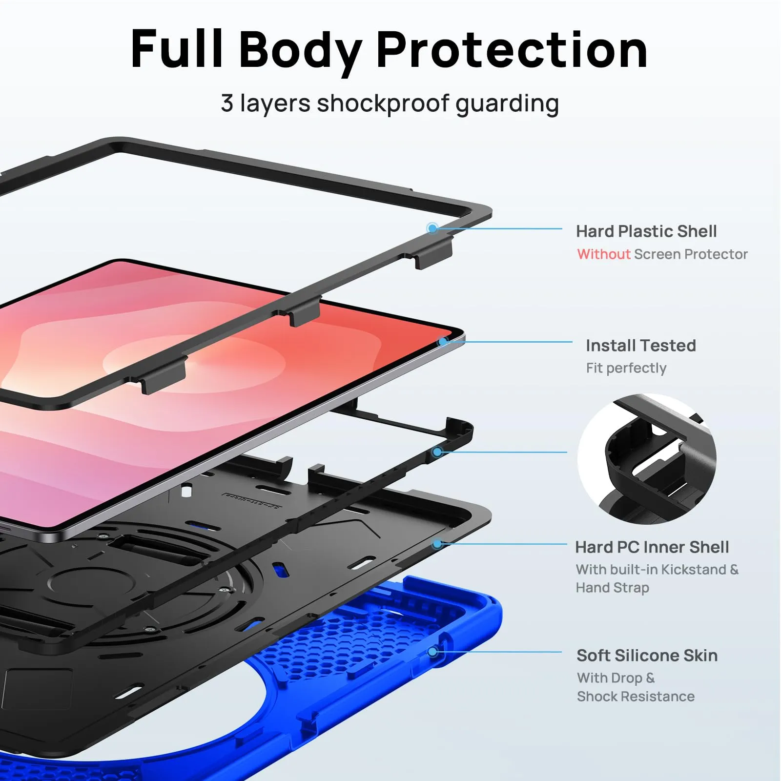 Gerutek Cover per Samsung Galaxy Tab S12 Ultra/ S11 Ultra 14.6'', Blu - immagine 3