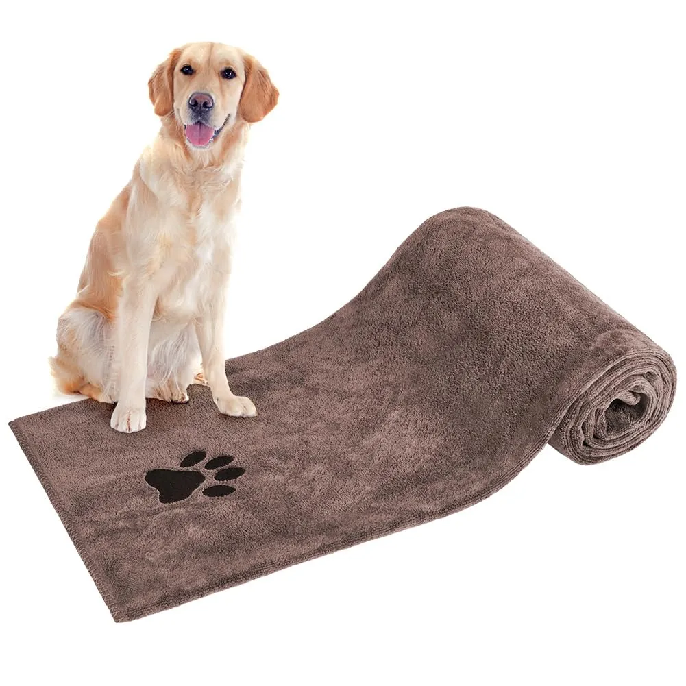 Adiwo Asciugamani per Cani, 140x70cm Asciugamano Microfibra, Asciugamani Pet Morbidi e ad Asciugatura Rapida, Super Assorbente, Coperta Animali per Cani e Gatti di Piccola e Grande Taglia (Marrone) - immagine 8