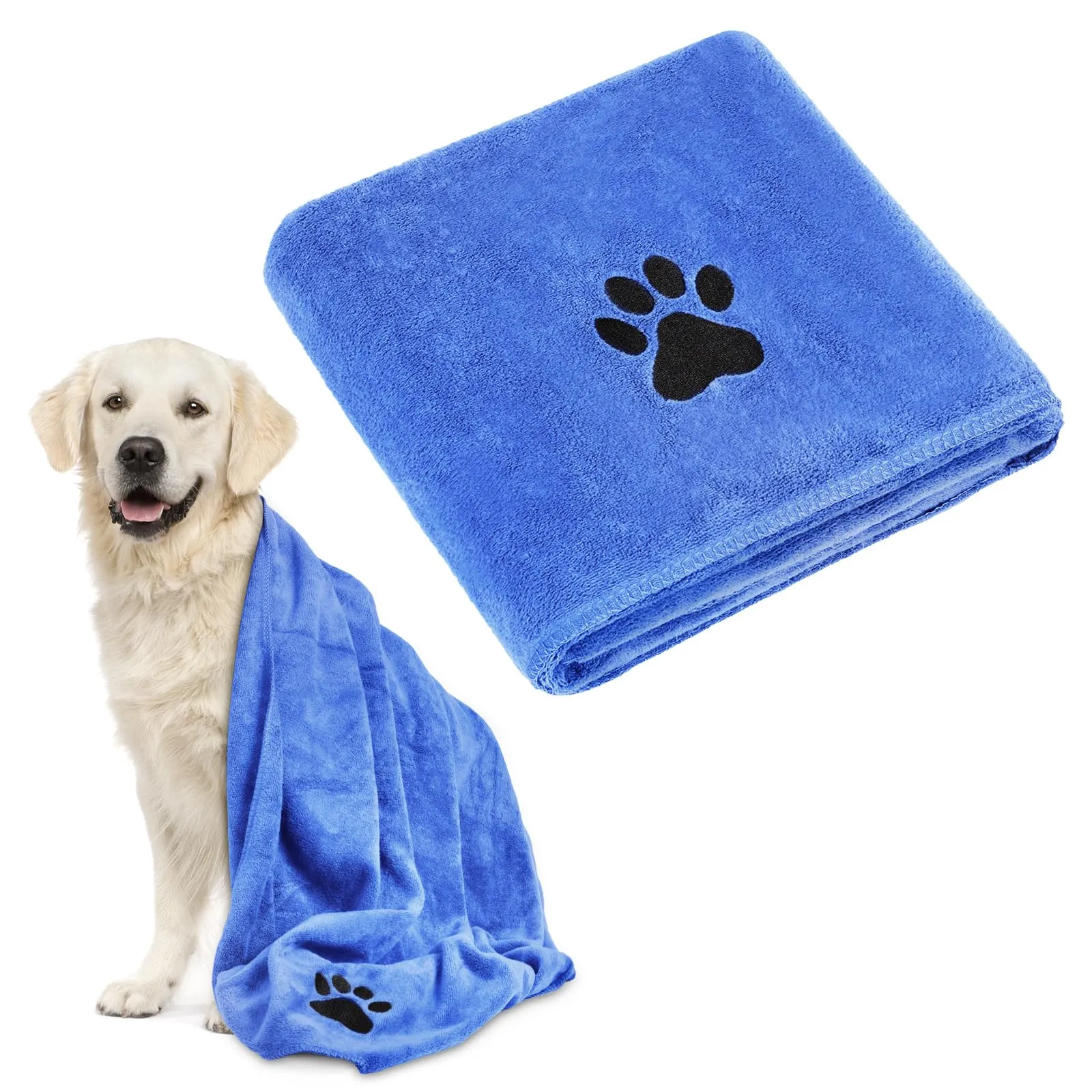 Adiwo Asciugamani per Cani, 140x70cm Asciugamano Microfibra, Asciugamani Pet Morbidi e ad Asciugatura Rapida, Super Assorbente, Coperta Animali per Cani e Gatti di Piccola e Grande Taglia (Blu Reale) - immagine 1