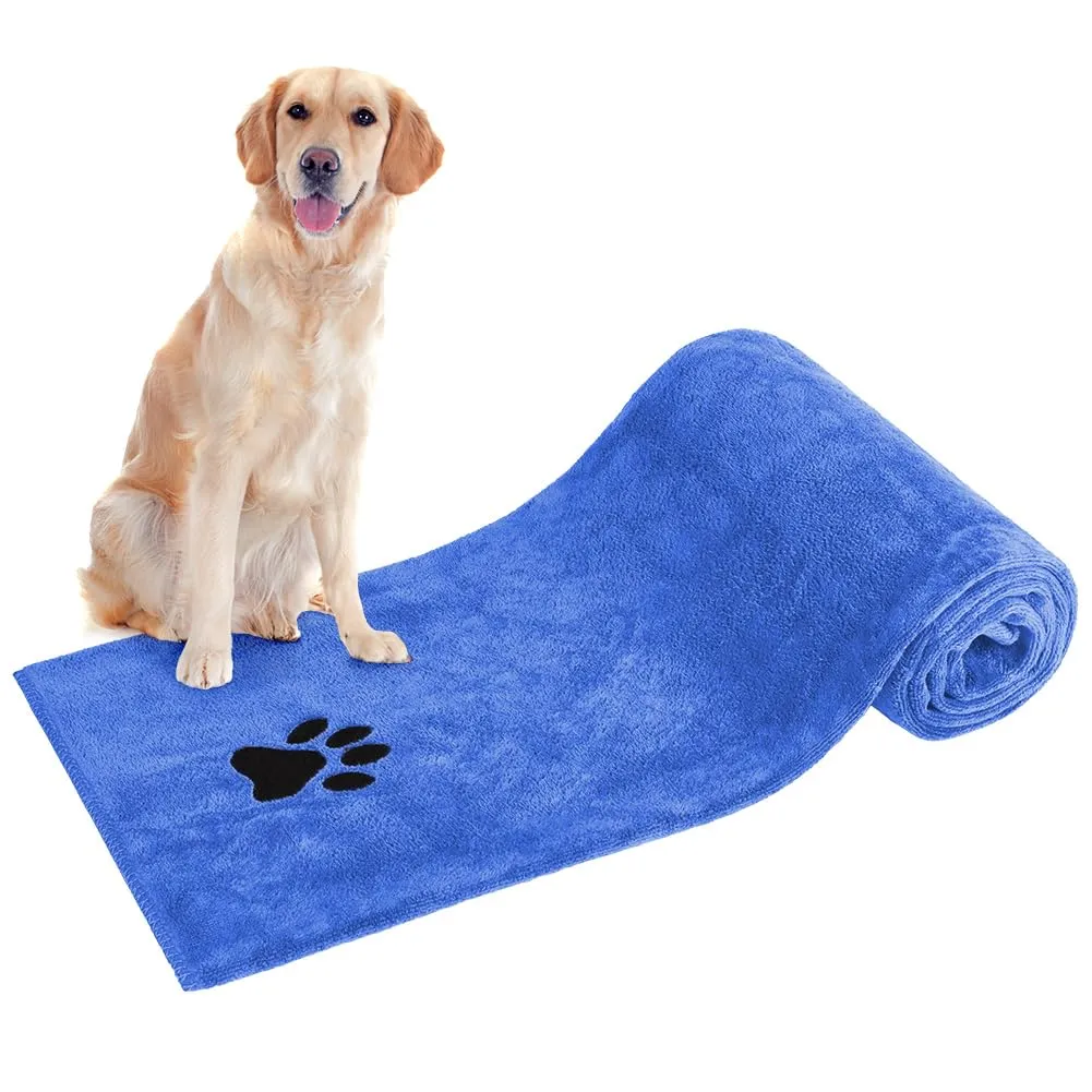 Adiwo Asciugamani per Cani, 140x70cm Asciugamano Microfibra, Asciugamani Pet Morbidi e ad Asciugatura Rapida, Super Assorbente, Coperta Animali per Cani e Gatti di Piccola e Grande Taglia (Blu Reale) - immagine 8