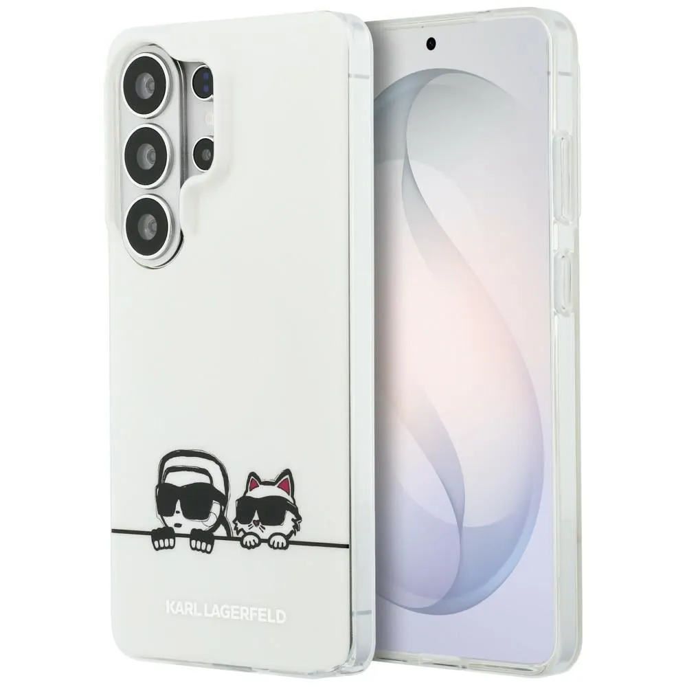 Custodia MagSafe per Samsung Galaxy S26 Ultra S948, Karl Lagerfeld, IML Karl & Choupette Peekaboo Logo, Bianca - immagine 1