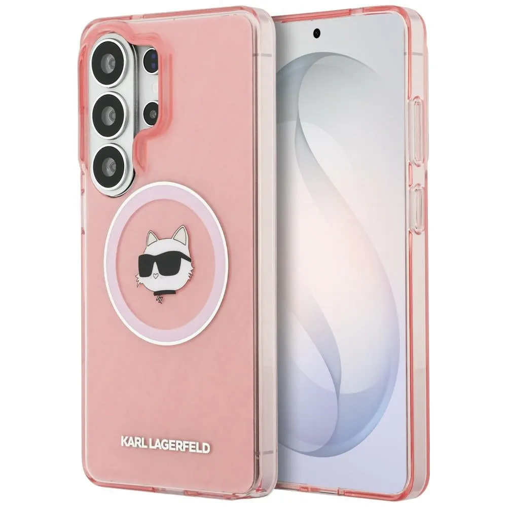 Custodia MagSafe per Samsung Galaxy S26 Ultra S948, Karl Lagerfeld, IML Choupette Head on KL Repeated Logo, Rosa - immagine 1