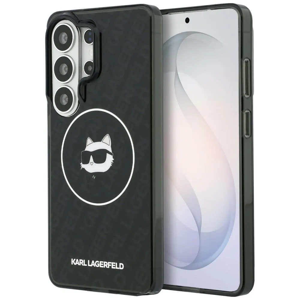 Custodia MagSafe per Samsung Galaxy S26 Ultra S948, Karl Lagerfeld, IML Choupette Head on KL Repeated Logo, Nera - immagine 1