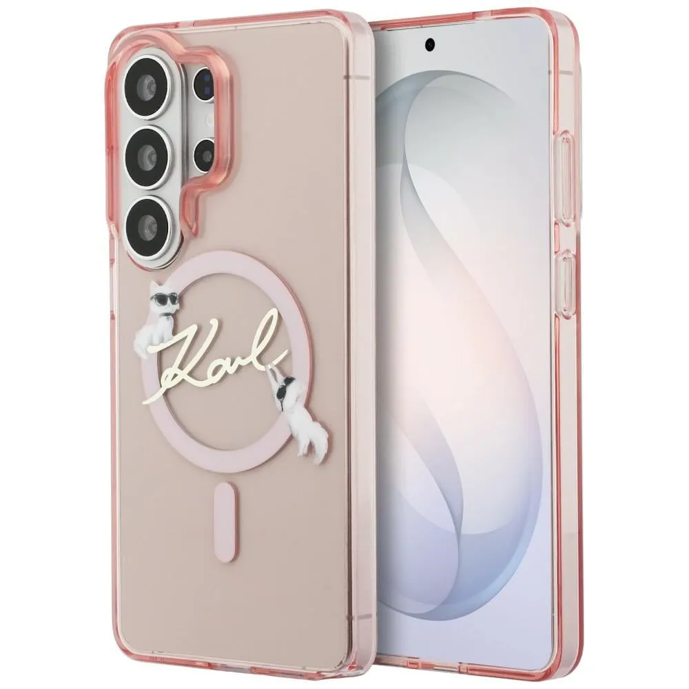 Custodia MagSafe per Samsung Galaxy S26 Ultra S948, Karl Lagerfeld, IML Choupette Karl Script Logo, Rosa - immagine 1