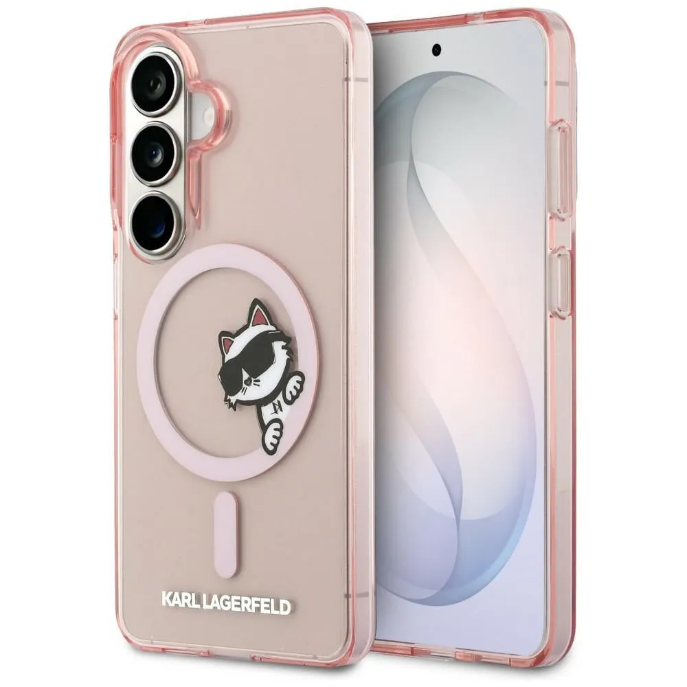 Custodia MagSafe per Samsung Galaxy S26 S942, Karl Lagerfeld, IML Choupette Peekaboo Logo, Rosa - immagine 1