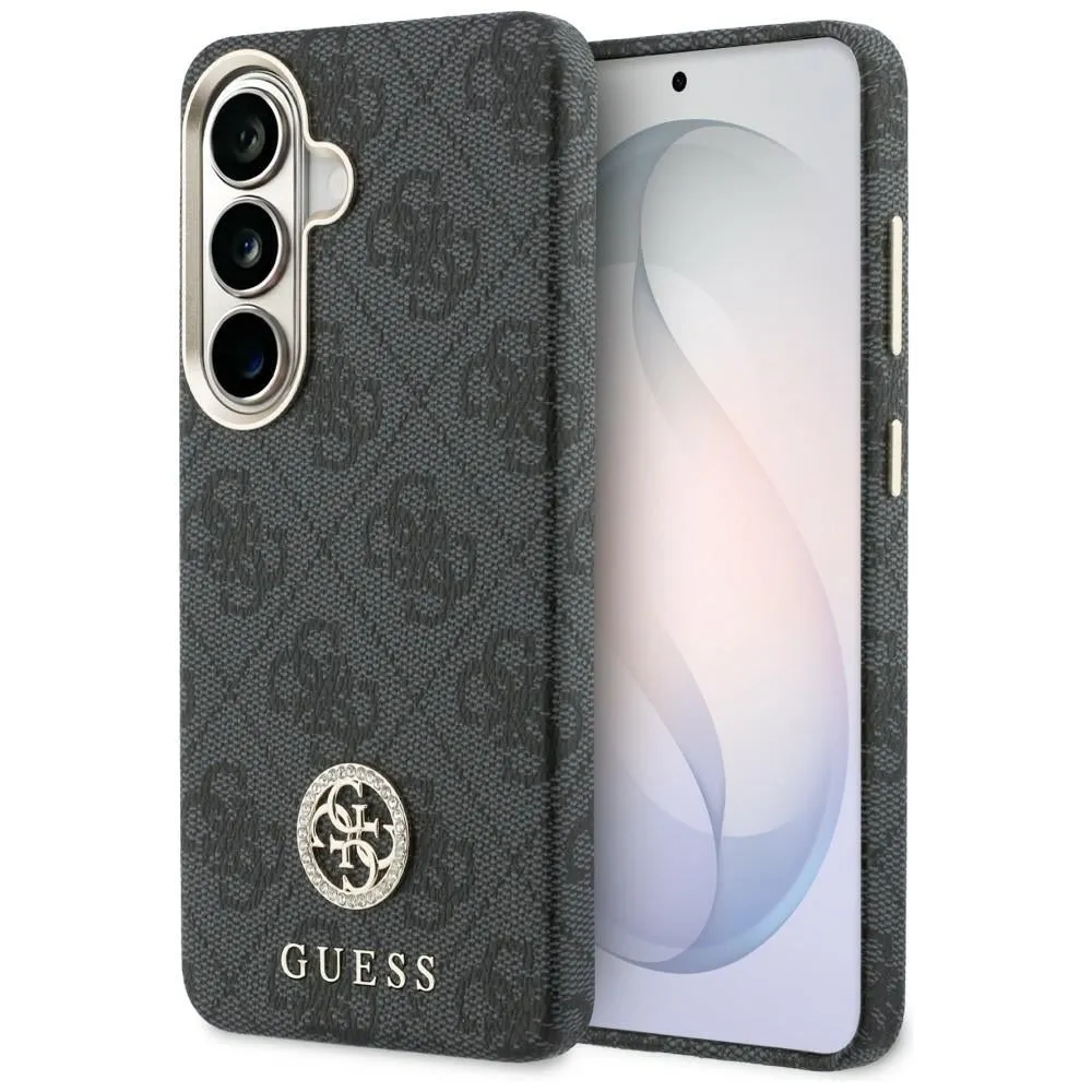 Custodia MagSafe per Samsung Galaxy S26 S942, Guess, Rhinestone Round Logo, Nera - immagine 1