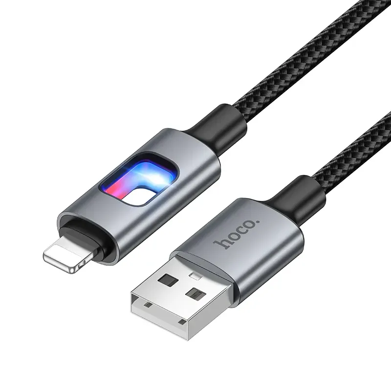 Cavo Dati e Ricarica USB-A - Lightning HOCO U144 Led, 18W, 1.2m, Nero - immagine 1