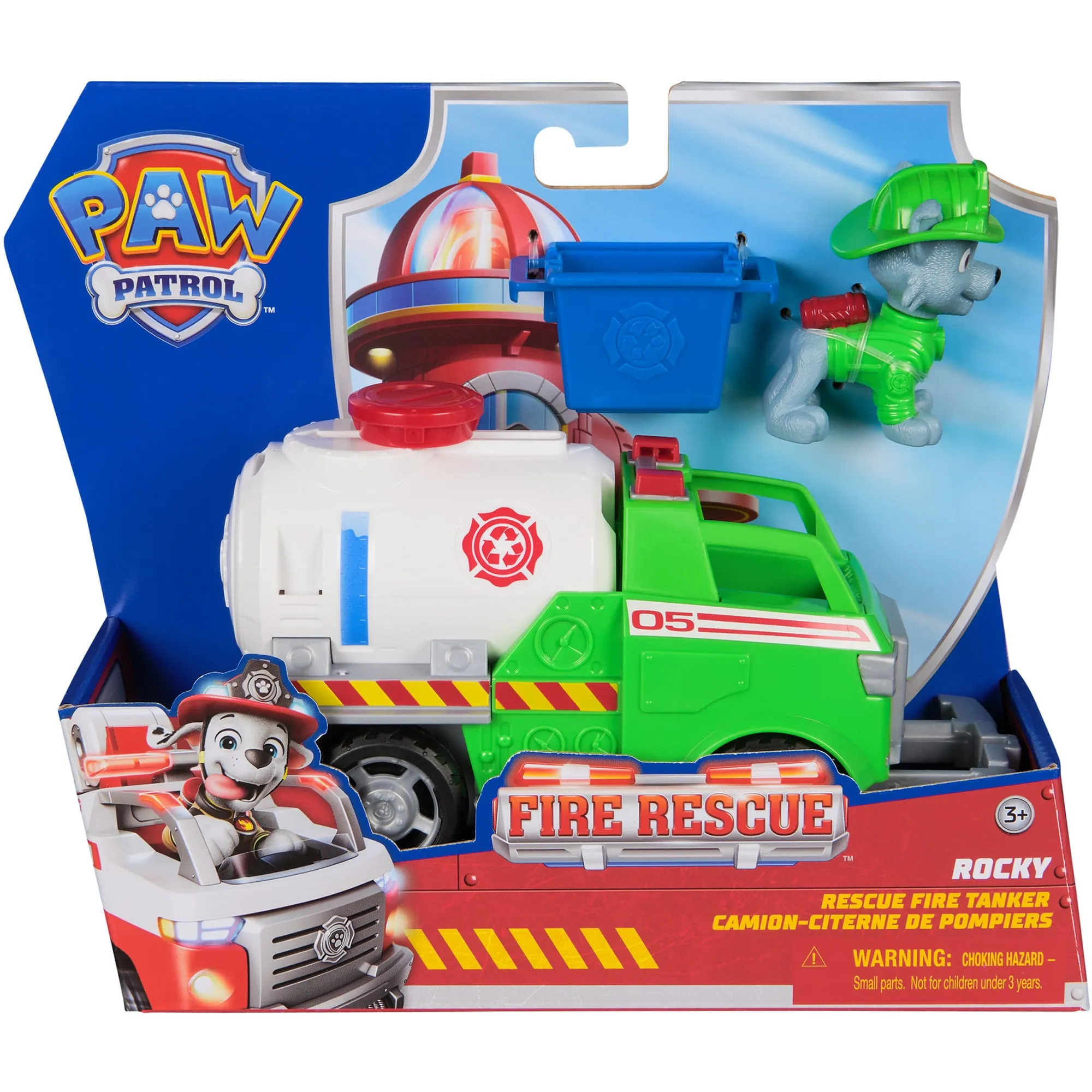 PAW Patrol Fire Rescue: Autocisterna Antincendio di Rocky con Personaggio, Tenaglia e Camion Giocattolo, Giocattoli per Bambini e Bambine, 3+ Anni, veicolo da gioco - immagine 1
