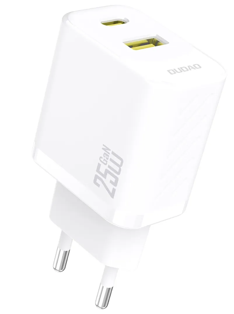 Caricabatterie Rete Dudao A26T, 25W, 3A, 1 x USB-A - 1 x USB-C, Bianco - immagine 1
