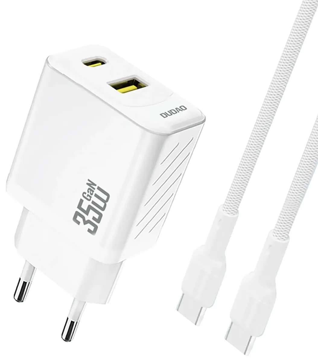 Caricabatterie Rete con Cavo USB-C Dudao A27Max, 35W, 1 x USB-A - 1 x USB-C, Bianco - immagine 1