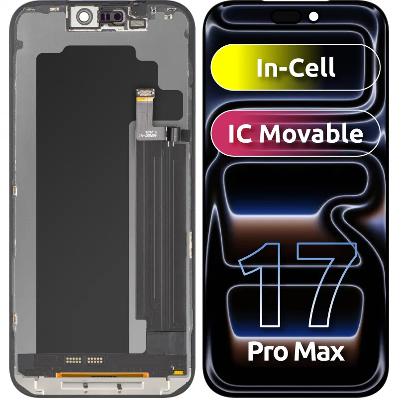 Display con Touchscreen ZY per Apple iPhone 17 Pro Max, con Cornice, Versione LCD In-Cell IC Movable, Nero - immagine 1