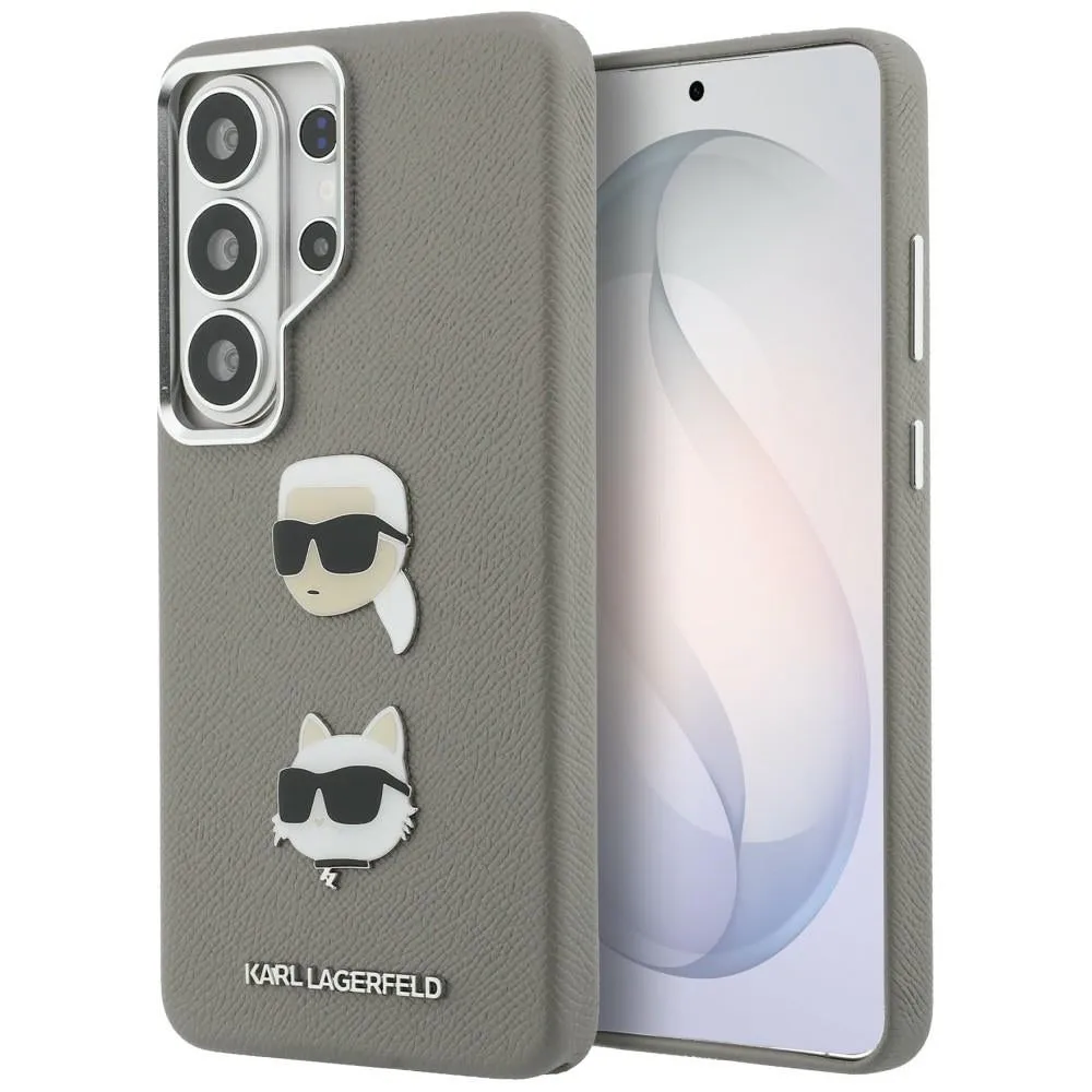 Custodia per Samsung Galaxy S26 Ultra S948, Karl Lagerfeld, Saffiano Karl & Choupette's Head Pin, Grigio - immagine 1