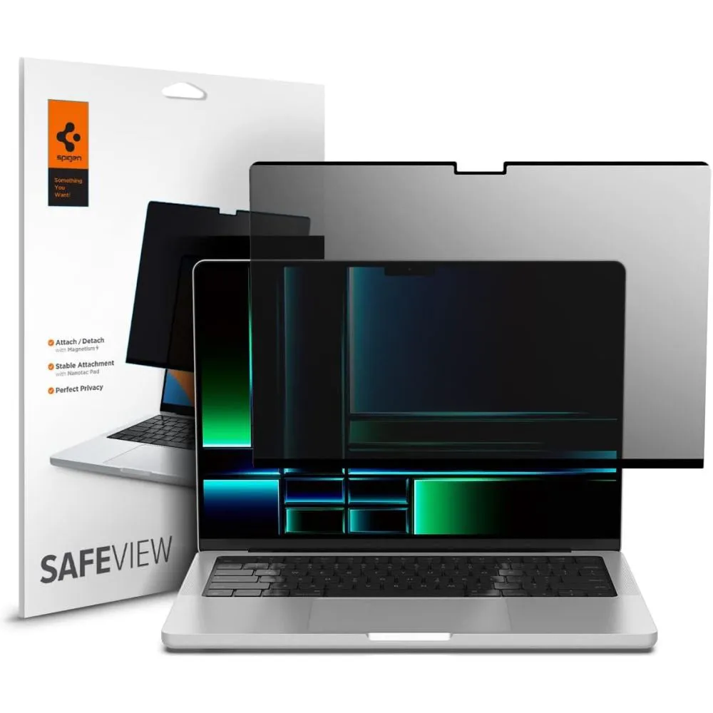 Pellicola Protettiva Privacy Spigen Safe View Magnetica per Apple MacBook Pro 14 pollici (2026) / (2025) / (2024) / (2023) / (2022) / (2021), Plastica - immagine 1