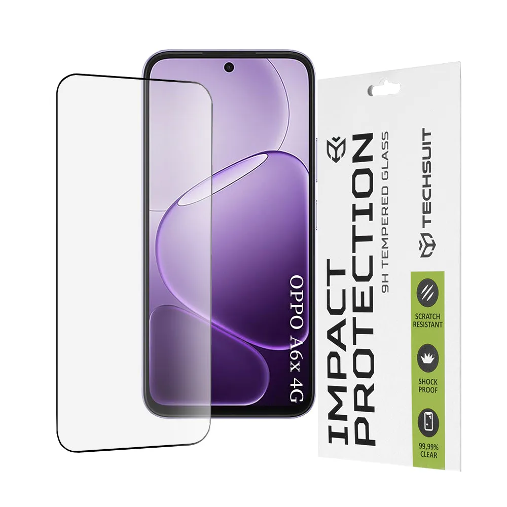 Pellicola protettiva schermo Techsuit per Oppo A6x 4G / A6x, Vetro Temperato, Full Glue, 111D, Nera - immagine 1