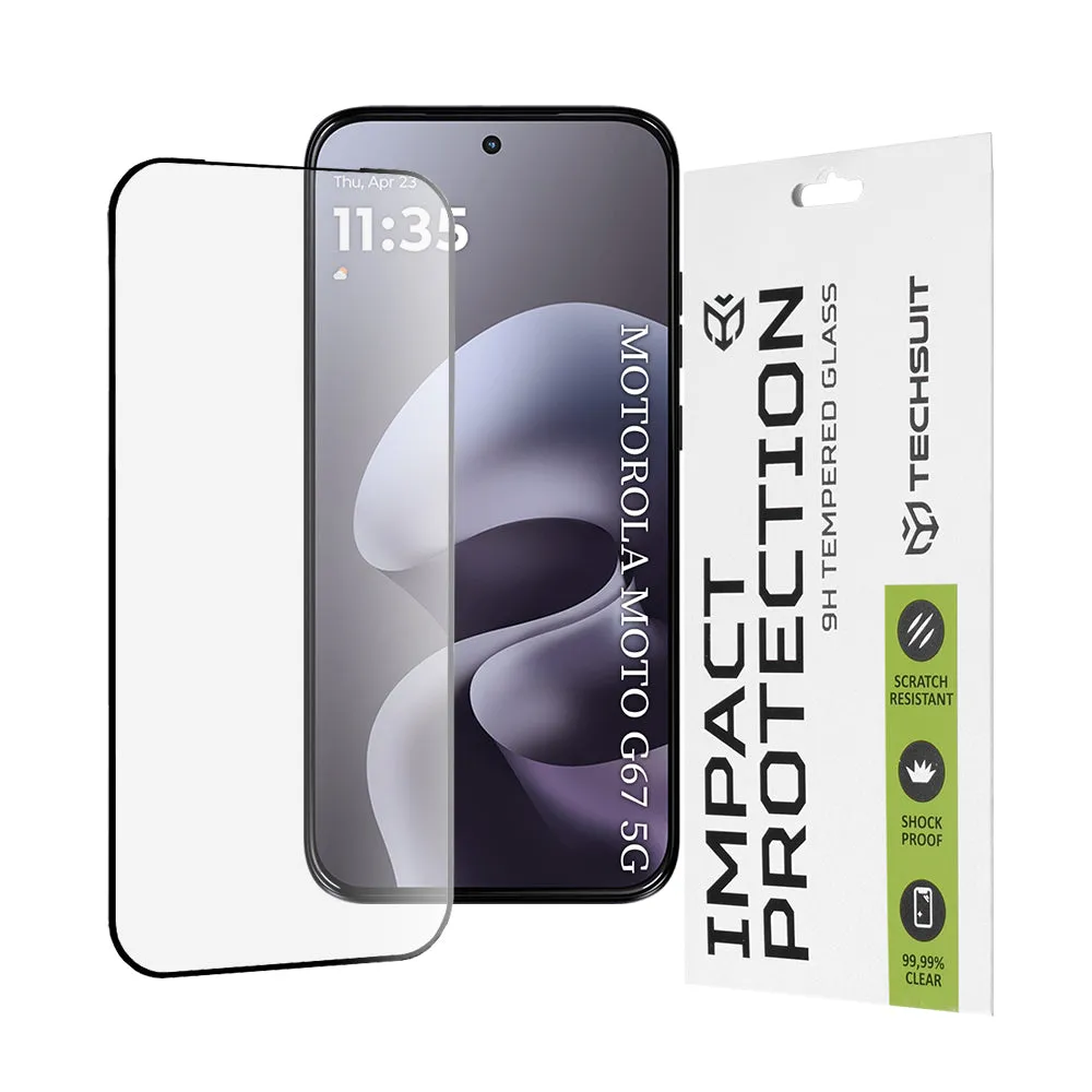 Pellicola protettiva per schermo Techsuit per Motorola Moto G77 / G67, Vetro Temperato, Full Glue, 111D, Nera - immagine 1