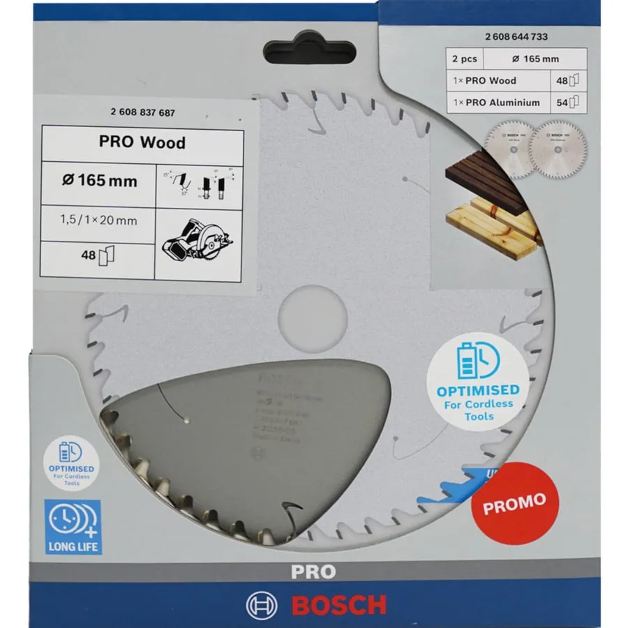 PRO lama per sega circolare cordless per legno/alluminio 165 mm, confezione doppia - immagine 1