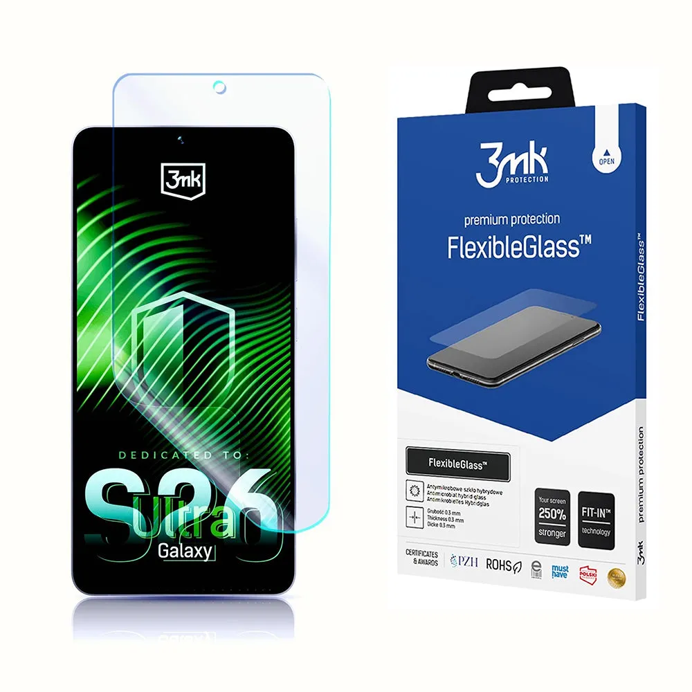Pellicola Protettiva Schermo 3MK FlexibleGlass per Samsung Galaxy S26 Ultra S948, Vetro Flessibile, Full Glue - immagine 1