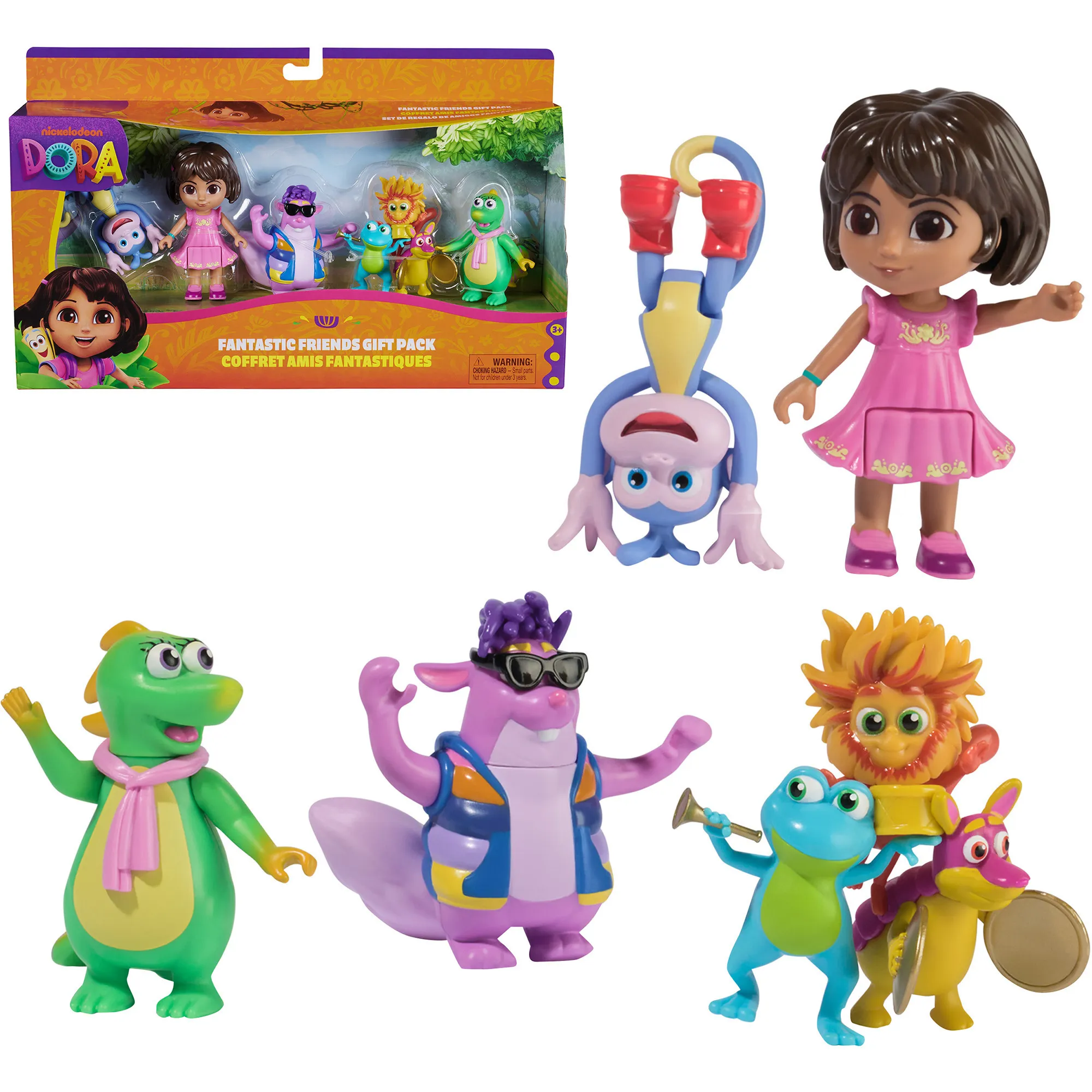 Dora l''Esploratrice, Confezione Regalo Fantastici Amici con Boots, Tico, Isa e il Trio delle Feste, Personaggi Giocattolo, Giocattoli per Bambine e Bambini, 3+ Anni, Gioco figura - immagine 1