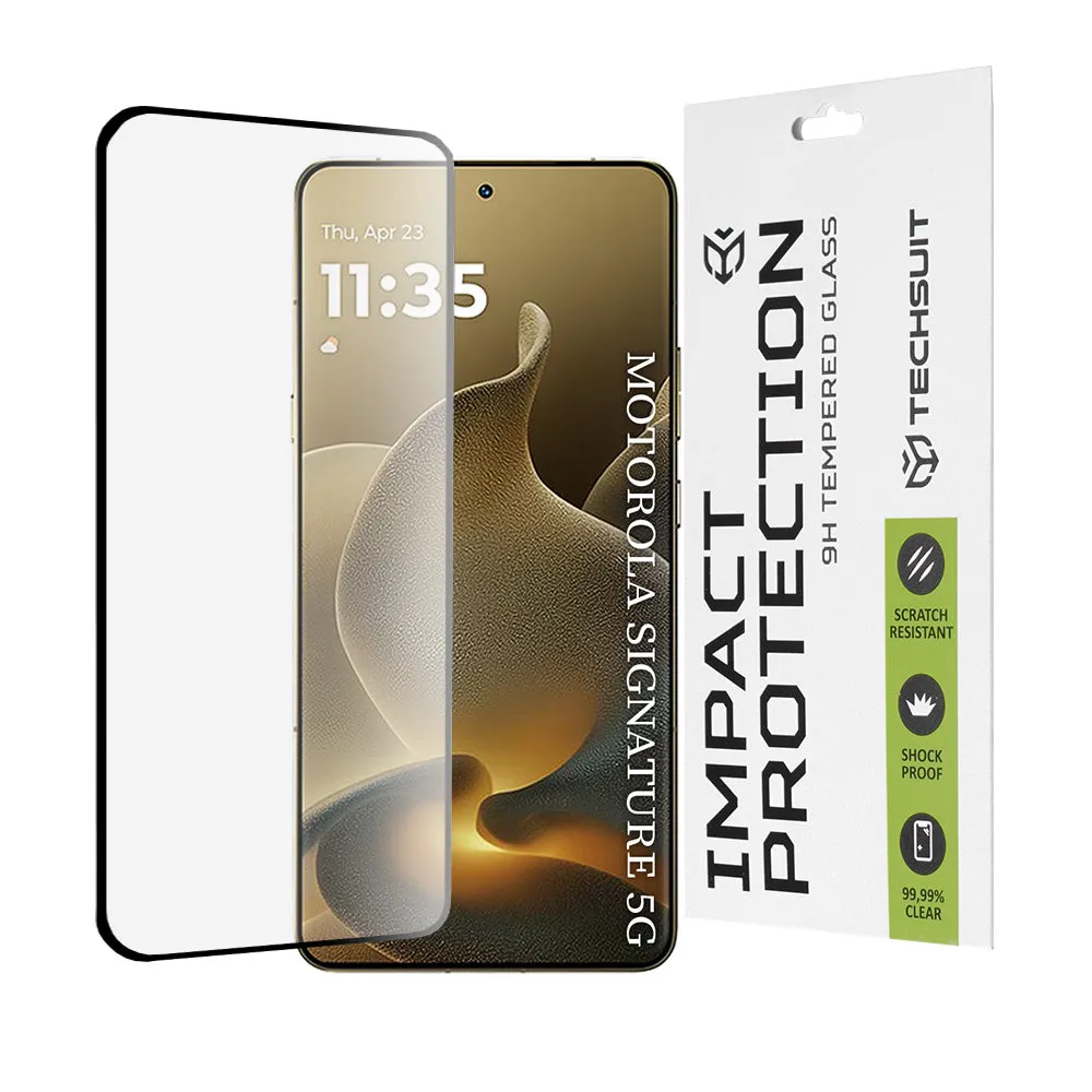Pellicola protettiva Techsuit per Motorola Edge 70 Ultra / Signature, Vetro Temperato, 111D, Full Glue, Nera - immagine 1