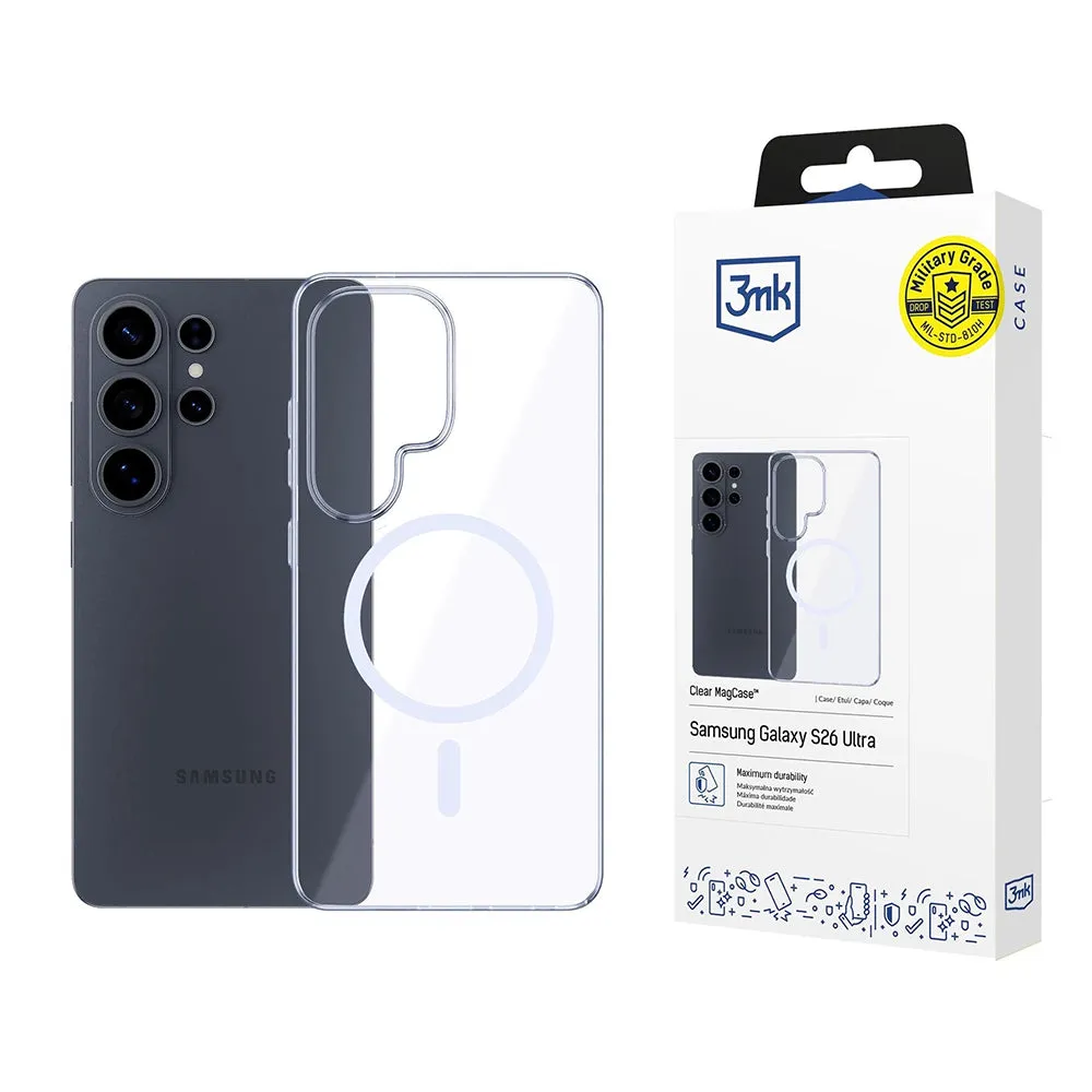 Custodia MagSafe per Samsung Galaxy S26 Ultra S948, 3MK, Clear MagCase, Trasparente - immagine 1