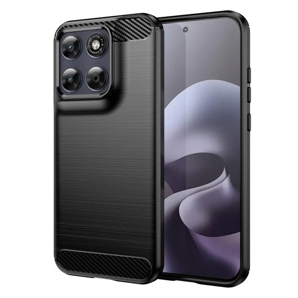 Custodia per Motorola Moto G77 / G67, Techsuit, Carbonio, Nera - immagine 1