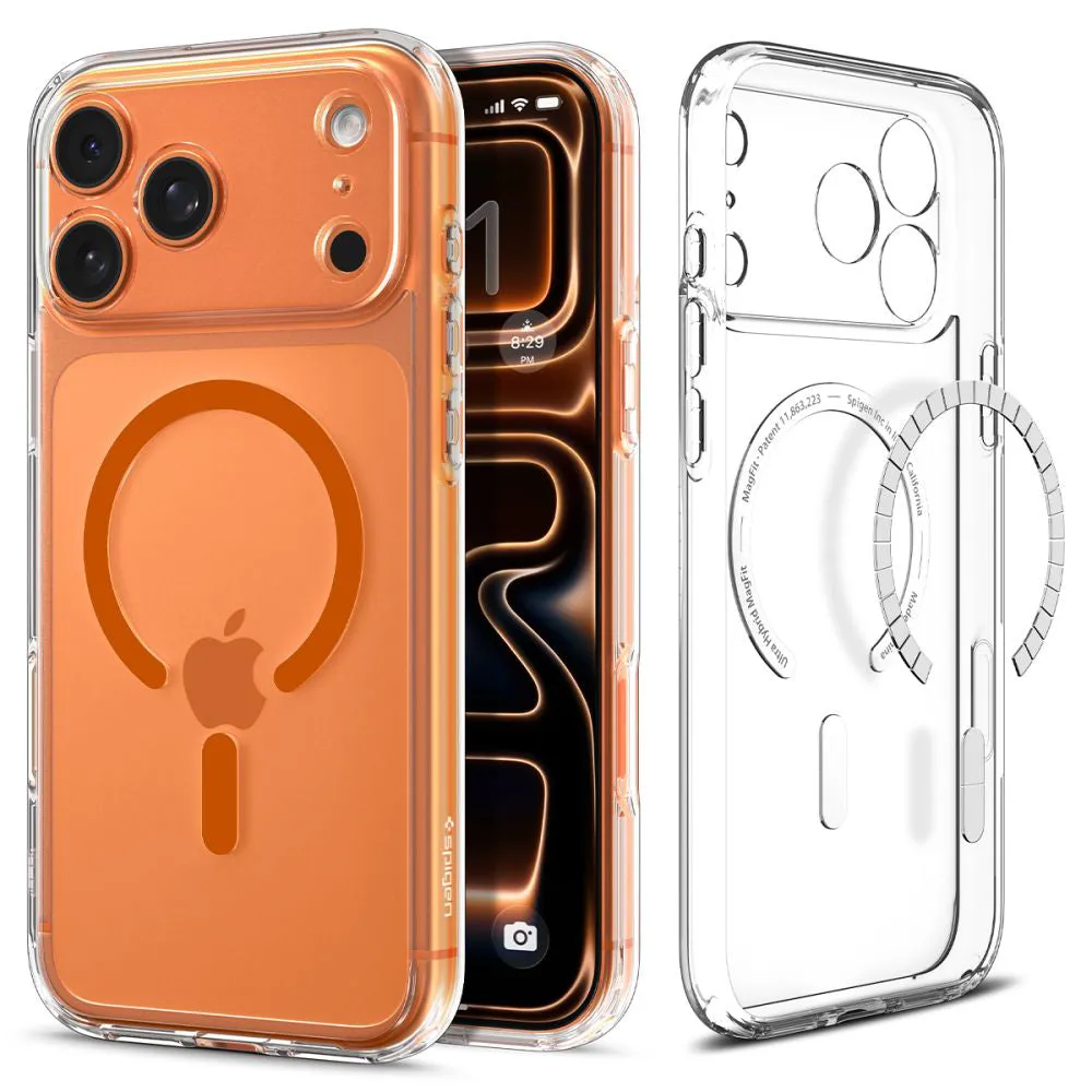 Custodia MagSafe per Apple iPhone 17 Pro, Spigen, Ultra Hybrid, Trasparente Arancione ACS11112 - immagine 1