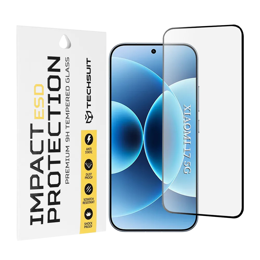 Pellicola protettiva Techsuit per Xiaomi 17, Vetro Temperato, Full Glue, Nera - immagine 1