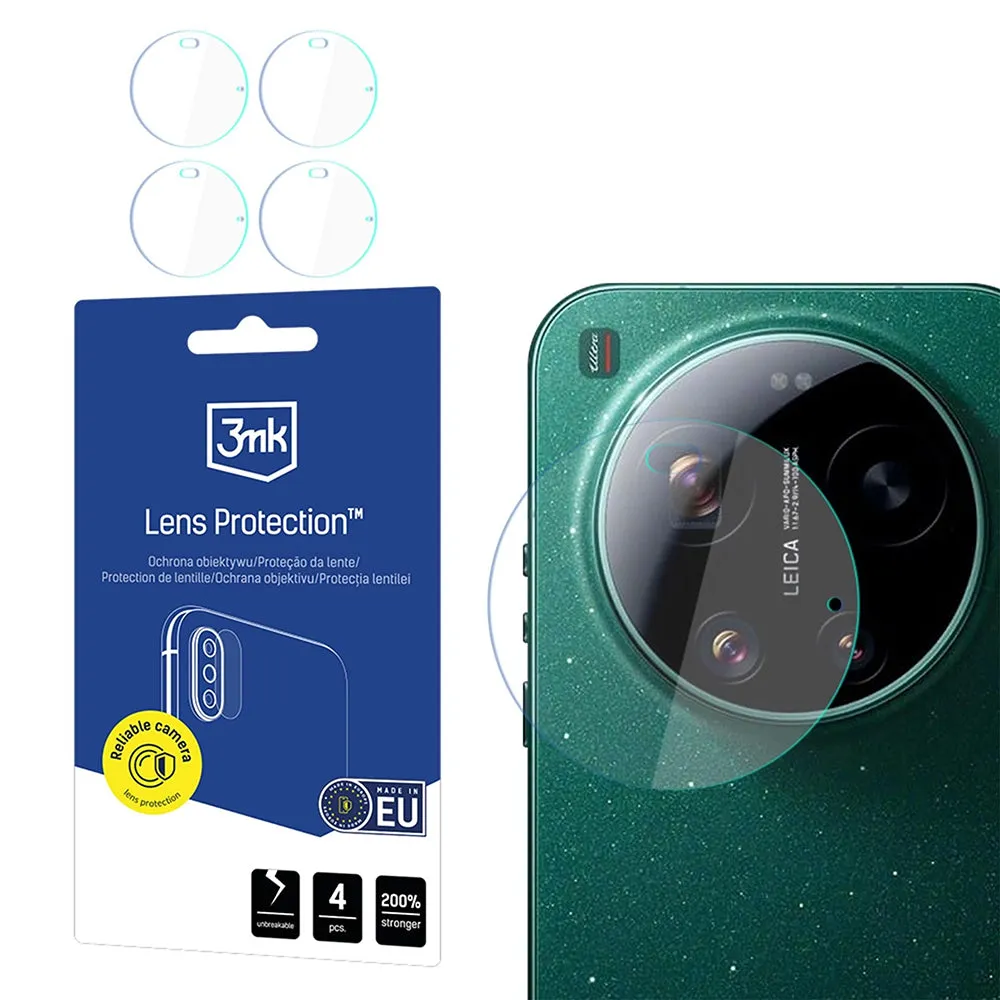Pellicola Protettiva Posteriore per Fotocamera 3MK Protection per Xiaomi 17 Ultra, Vetro Flessibile, Set 4 pezzi, Trasparente - immagine 1