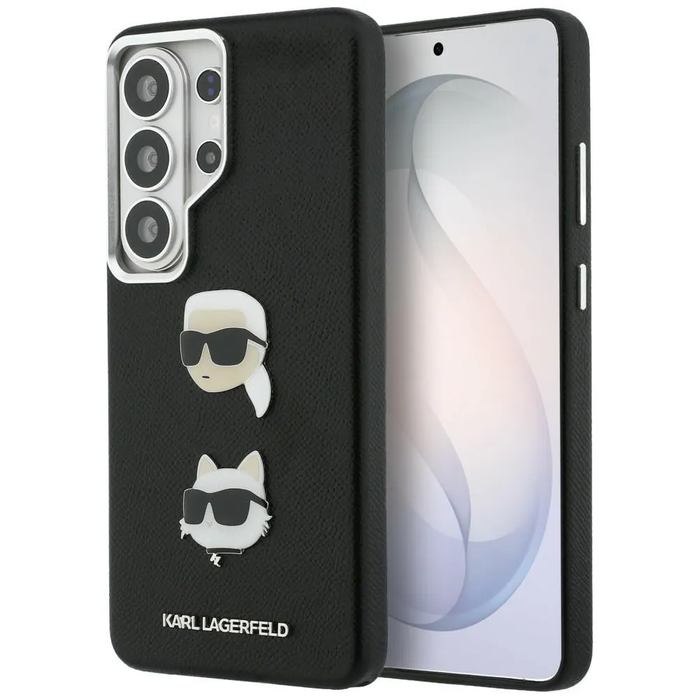 Custodia per Samsung Galaxy S26 Ultra S948, Karl Lagerfeld, Saffiano Karl & Choupette's Head Pin, Nera - immagine 1