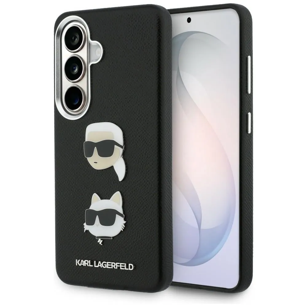 Custodia per Samsung Galaxy S26 S942, Karl Lagerfeld, Saffiano Karl & Choupette's Head Pin, Nera - immagine 1