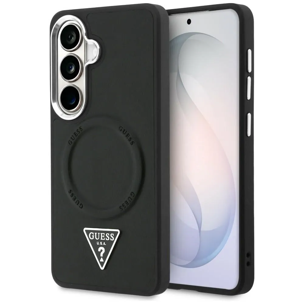 Custodia MagSafe per Samsung Galaxy S26 S942, Guess, Embossed Ring Triangle Logo, Nera - immagine 1