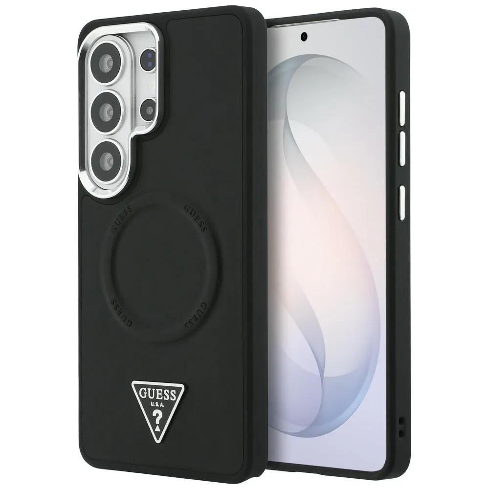 Custodia MagSafe per Samsung Galaxy S26 Ultra S948, Guess, Embossed Ring Triangle Logo, Nera - immagine 1