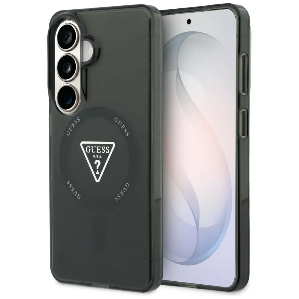 Custodia MagSafe per Samsung Galaxy S26 S942, Guess, Logo Triangolo Gradiente IML, Nera - immagine 1