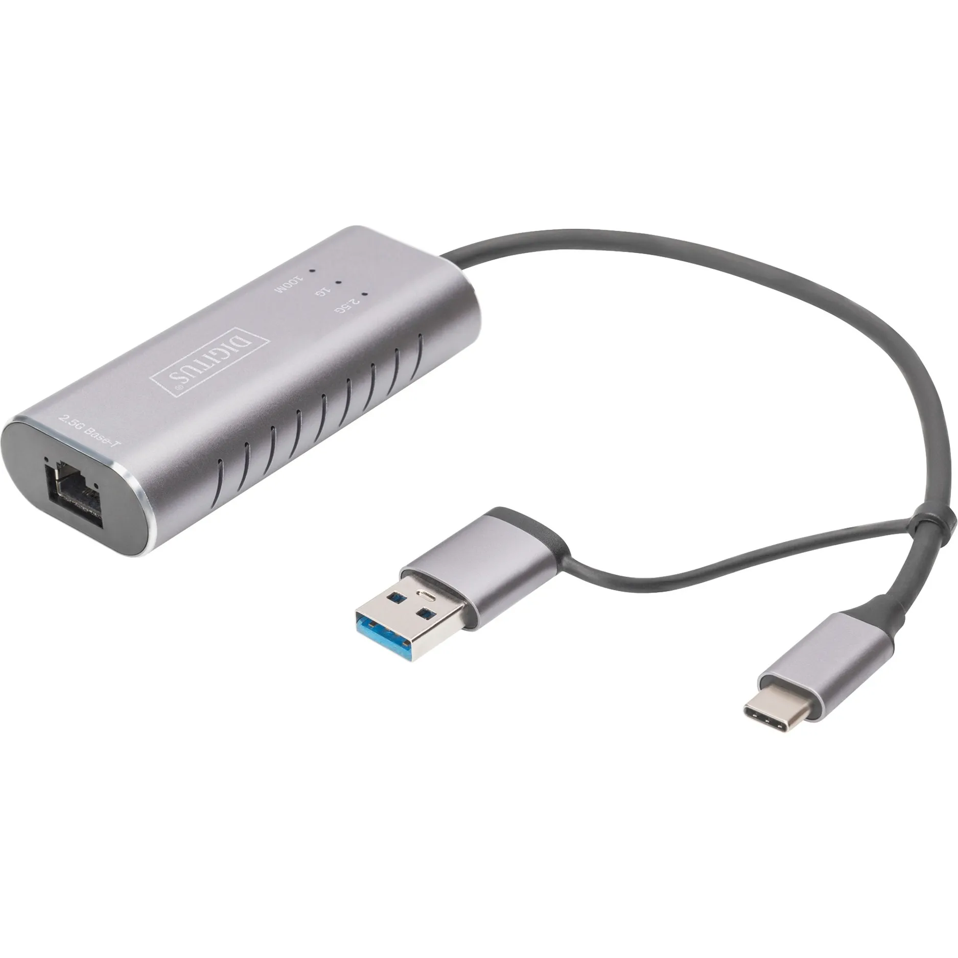 Adattatore Gigabit Ethernet USB Type-C™ 2.5G, USB-C™ + USB A (USB3.1/3.0) - immagine 1