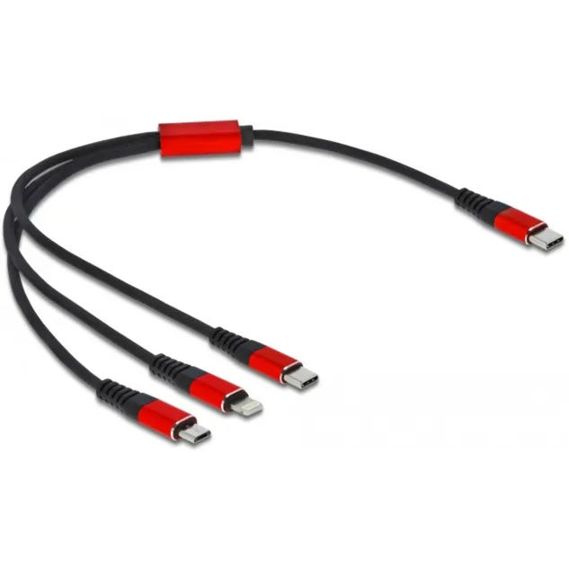 86710 cavo USB 0,3 m USB 2.0 USB C USB C/Micro-USB B/Lightning Nero, Rosso - immagine 1