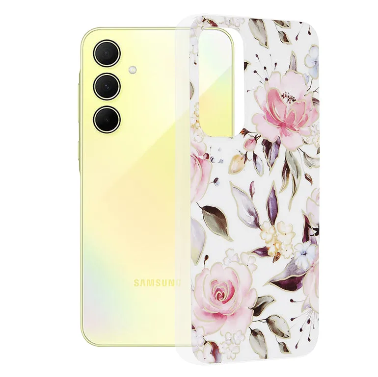 Custodia per Samsung Galaxy A35 5G A356, Techsuit, Marble, Bianca - immagine 1