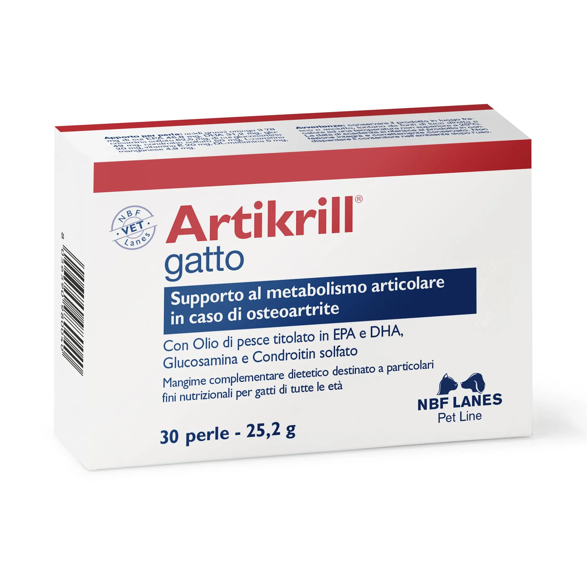 NBF Lanes | Artikrill Gatto, 30 Perle Appetibili, Supporto Metabolismo Articolare in Caso di Osteoartrite in Gatti di Tutte le Età - immagine 1