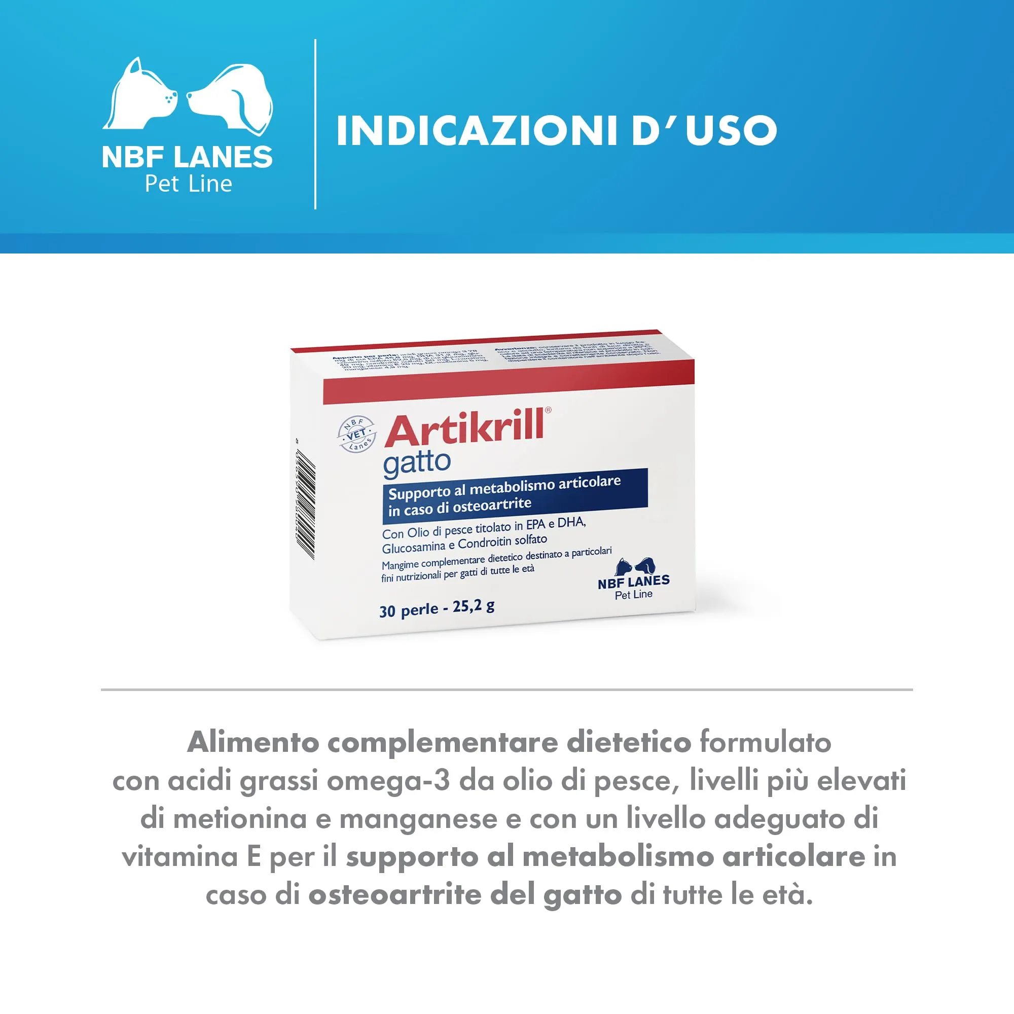 NBF Lanes | Artikrill Gatto, 30 Perle Appetibili, Supporto Metabolismo Articolare in Caso di Osteoartrite in Gatti di Tutte le Età - immagine 3
