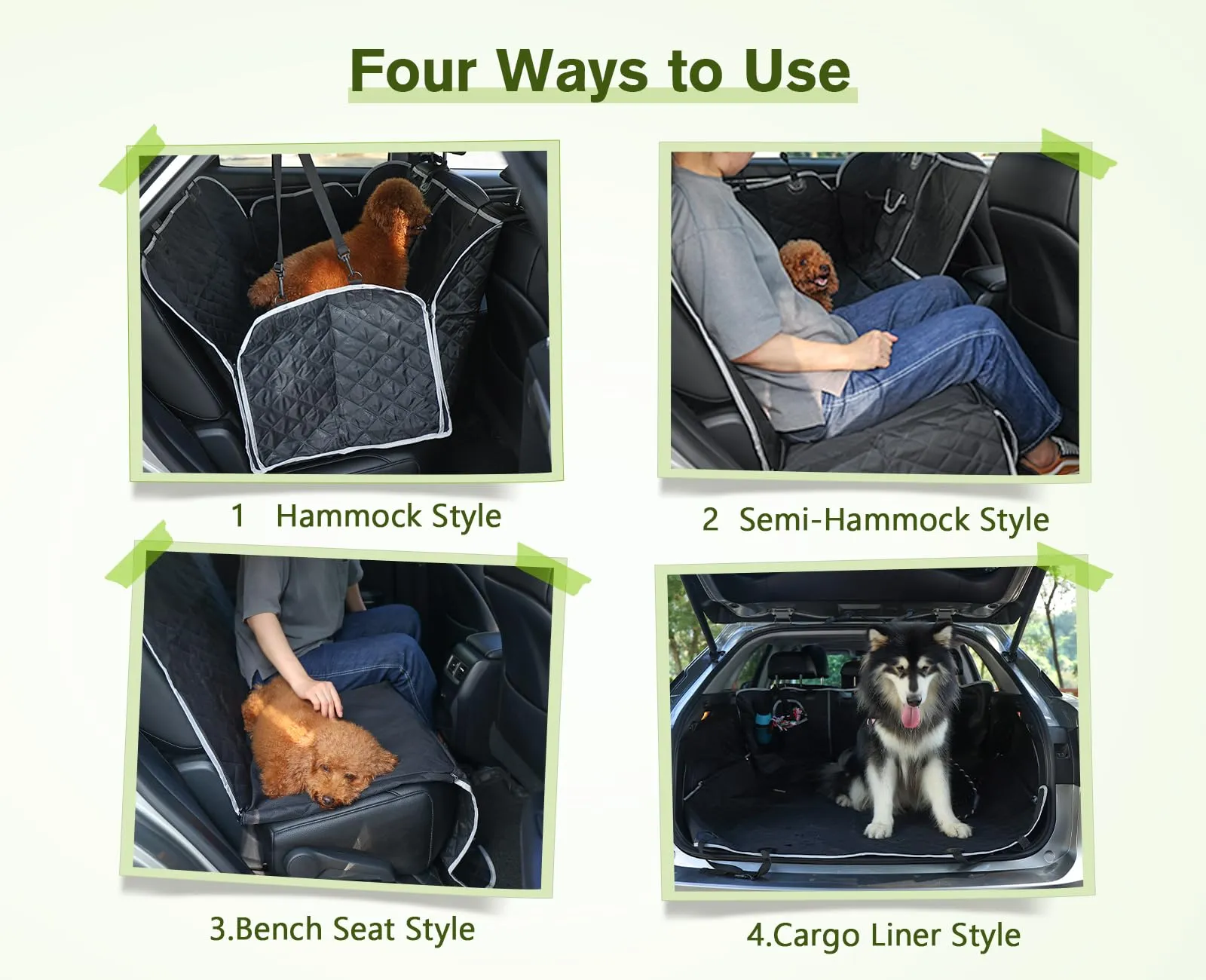 Pecute Coprisedile per Auto per Cani, Copri Bagagliaio Auto, Sedile Auto per Animali Domestici Impermeabile, Spesso Resistente con Rete di Prospettiva e Sacchetto - immagine 4