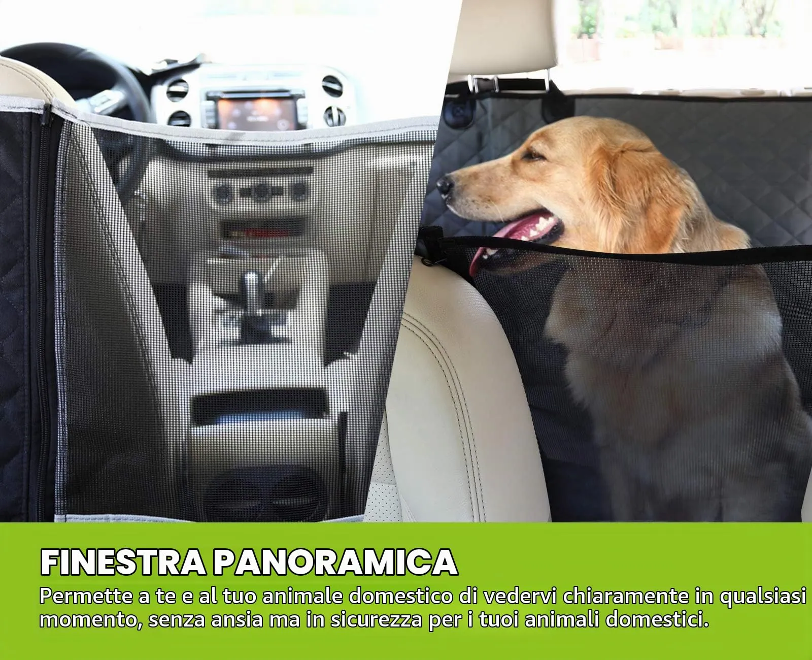 Pecute Coprisedile per Cani Posteriore Universale per Sedile dell'Auto per Animali Domestici Impermeabile Spesso Resistente con Rete di Prospettiva e Sacchetto - immagine 2