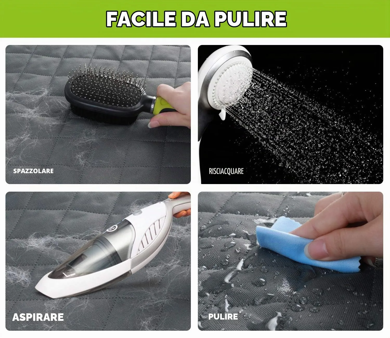 Pecute Coprisedile per Cani Posteriore Universale per Sedile dell'Auto per Animali Domestici Impermeabile Spesso Resistente con Rete di Prospettiva e Sacchetto - immagine 6