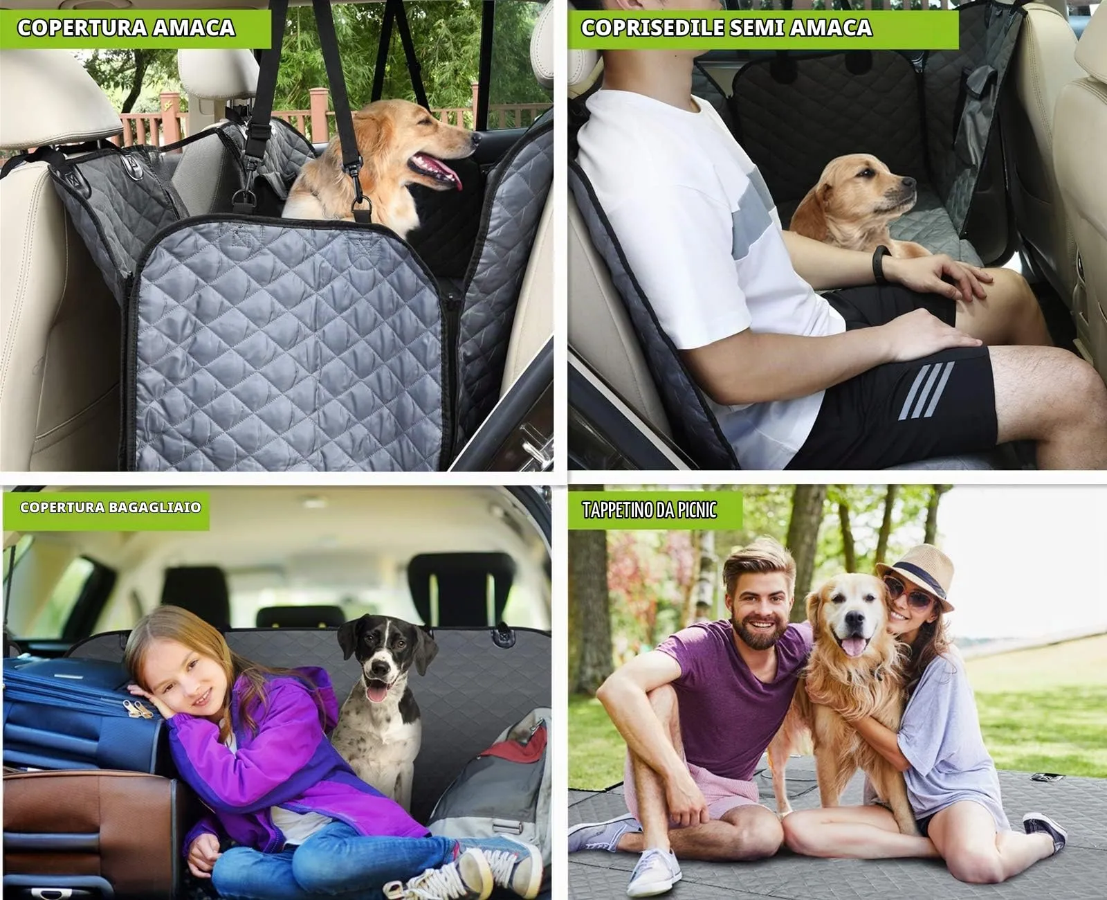Pecute Coprisedile per Cani Posteriore Universale per Sedile dell'Auto per Animali Domestici Impermeabile Spesso Resistente con Rete di Prospettiva e Sacchetto - immagine 7