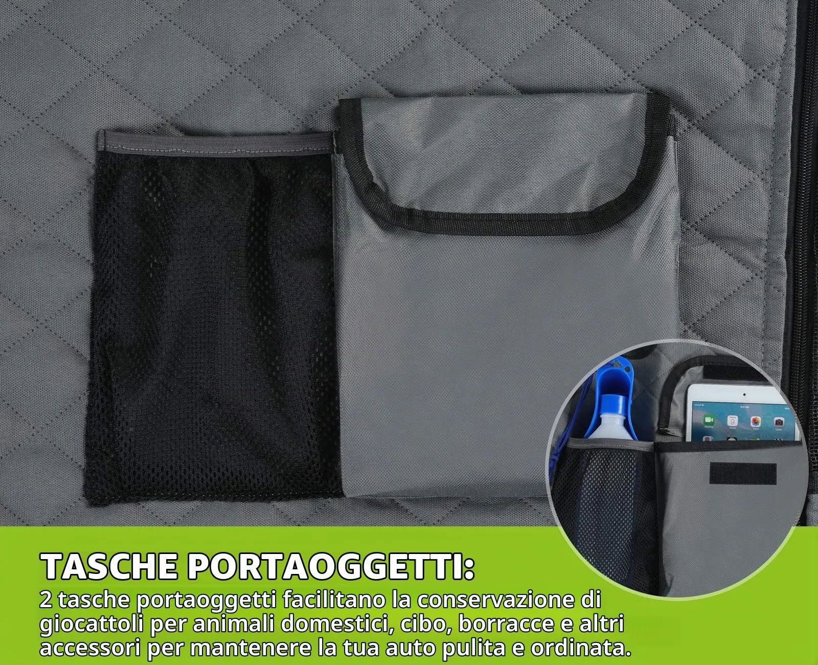 Pecute Coprisedile per Cani Posteriore Universale per Sedile dell'Auto per Animali Domestici Impermeabile Spesso Resistente con Rete di Prospettiva e Sacchetto - immagine 8