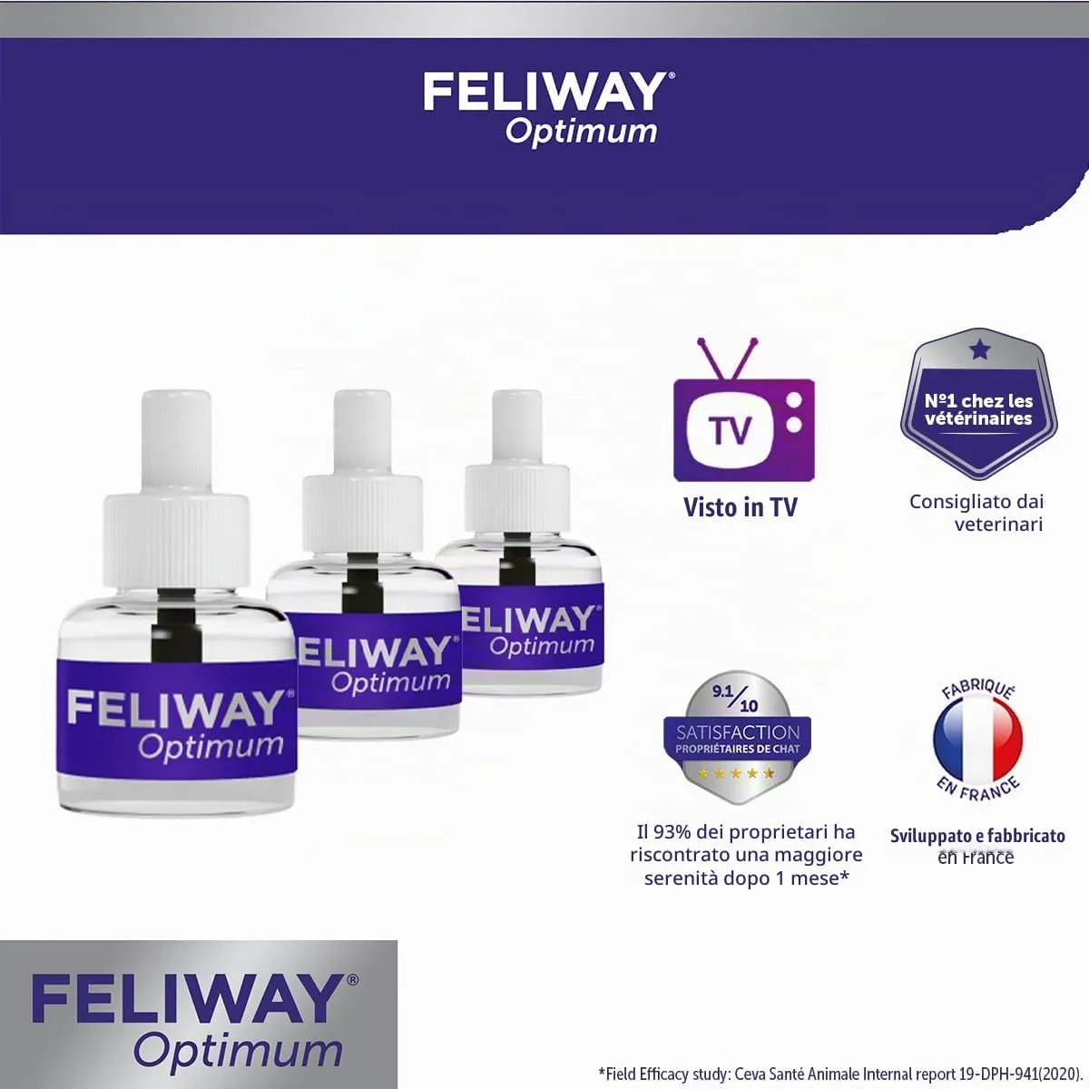 FELIWAY Optimum - Antistress per gatti, complesso di feromoni lenitivi per una serenità rafforzata, confezione economica 3 ricariche (3 x 30 giorni) - immagine 2