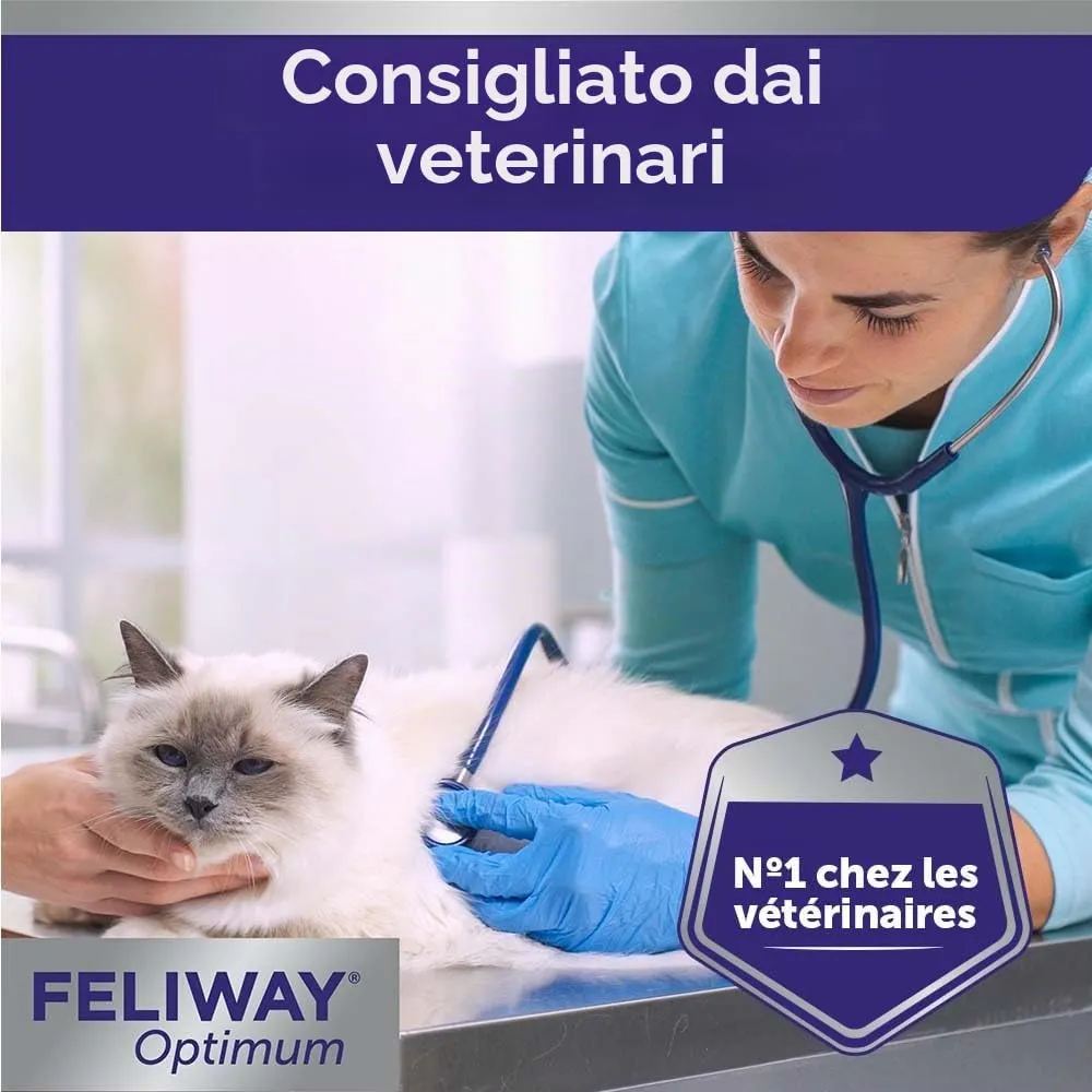 FELIWAY Optimum - Antistress per gatti, complesso di feromoni lenitivi per una serenità rafforzata, confezione economica 3 ricariche (3 x 30 giorni) - immagine 6