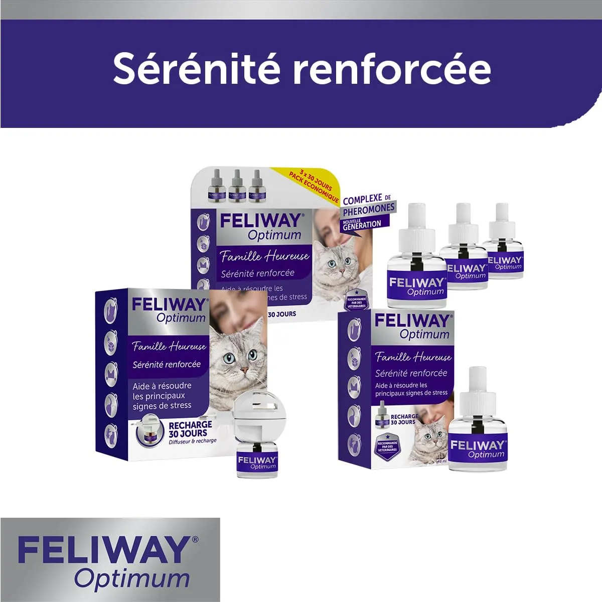 FELIWAY Optimum - Antistress per gatti, complesso di feromoni lenitivi per una serenità rafforzata, confezione economica 3 ricariche (3 x 30 giorni) - immagine 9